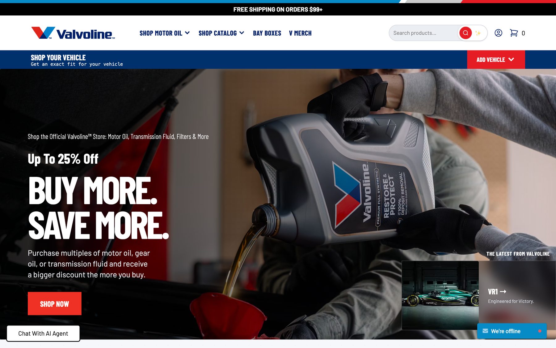 Valvoline Shop website